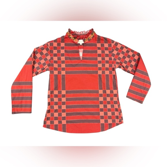 Sheridan French Liv Blouse in Red Plaid with Gold Studs Size XS - Picture 2 of 12